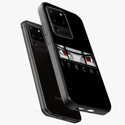 Scarlet Gaze Dominance Glass Case displayed in angled mockup highlighting intense visual design with bold scarlet aesthetic.