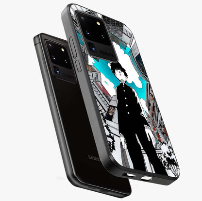 Silent Psychic Awakening Glass Case displayed in angled mockup highlighting spiritual awakening design with cosmic aesthetic.