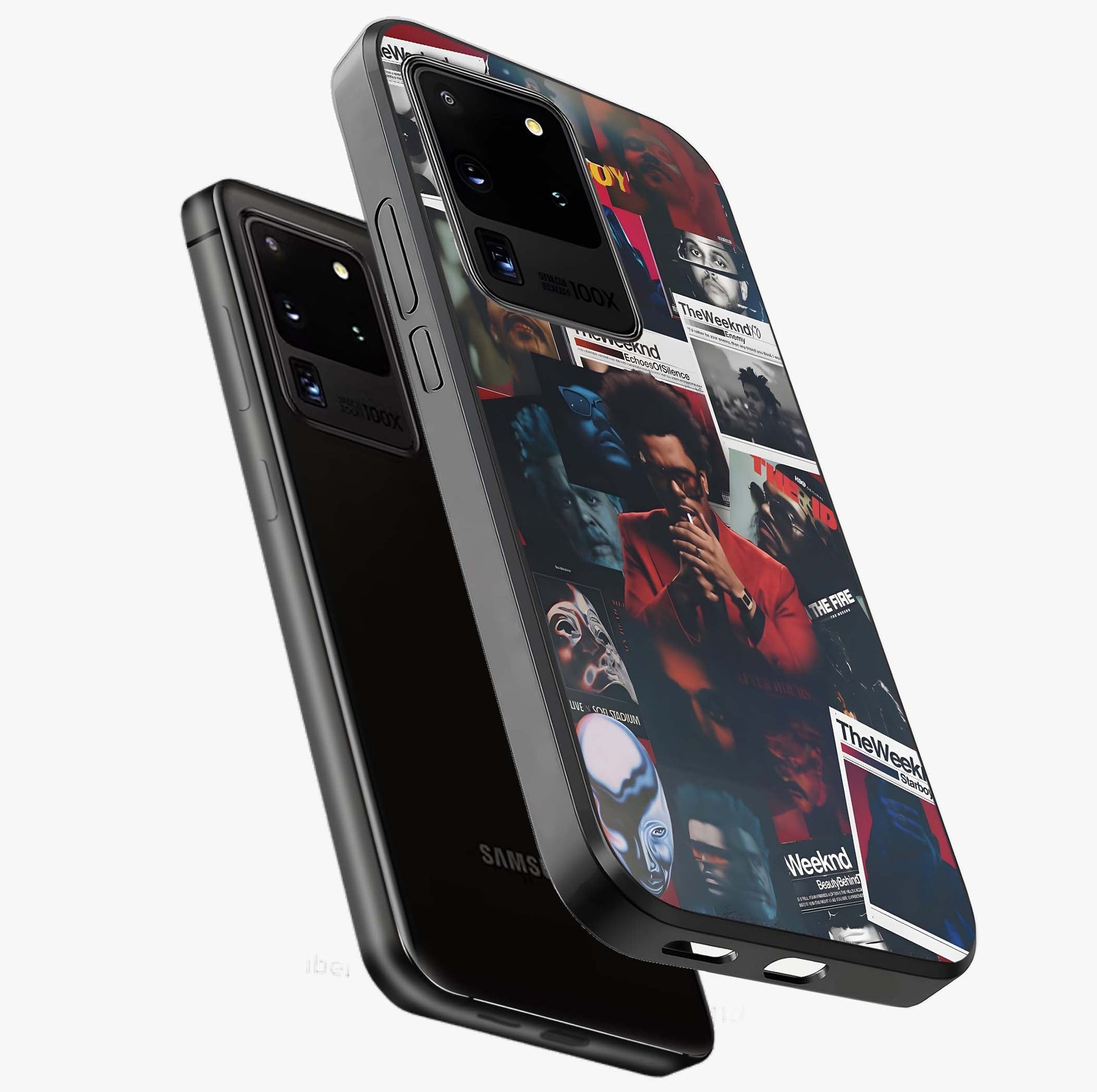 The Weeknd Glass Case displayed in angled mockup highlighting stylish pop culture inspired design with modern aesthetic.