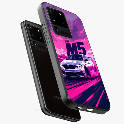 Velocity Drift Pulse Glass Case displayed in angled mockup highlighting dynamic drift design with sporty automotive aesthetic.