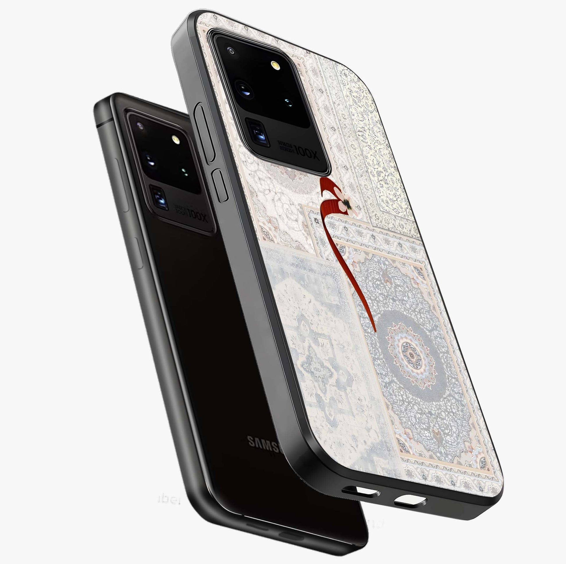 White Aesthetic Bow Glass Case displayed in angled mockup highlighting clean bow design with soft aesthetic style.