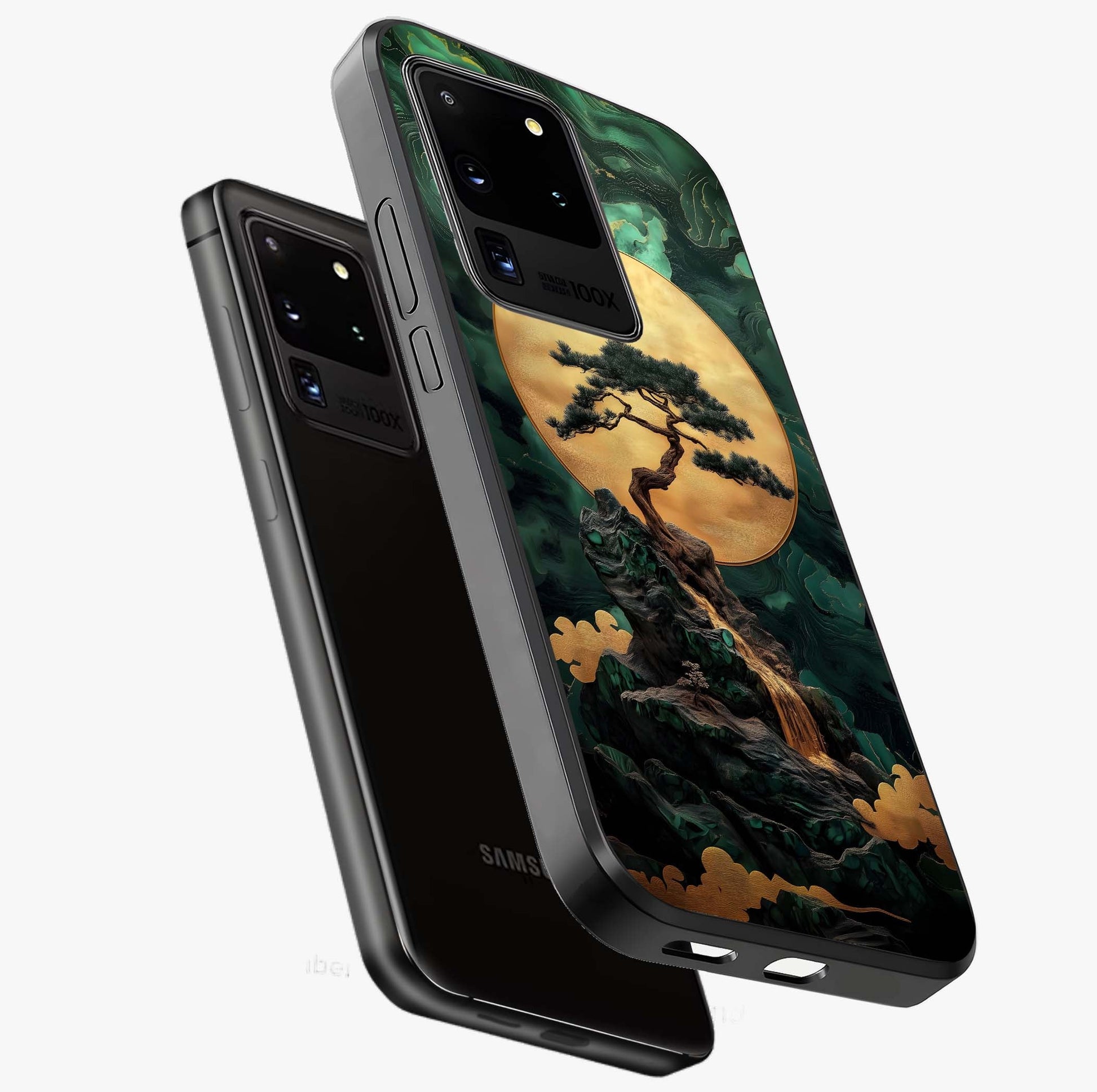 Zen Moon Rise Glass Case displayed in angled mockup highlighting peaceful lunar design with zen aesthetic style.