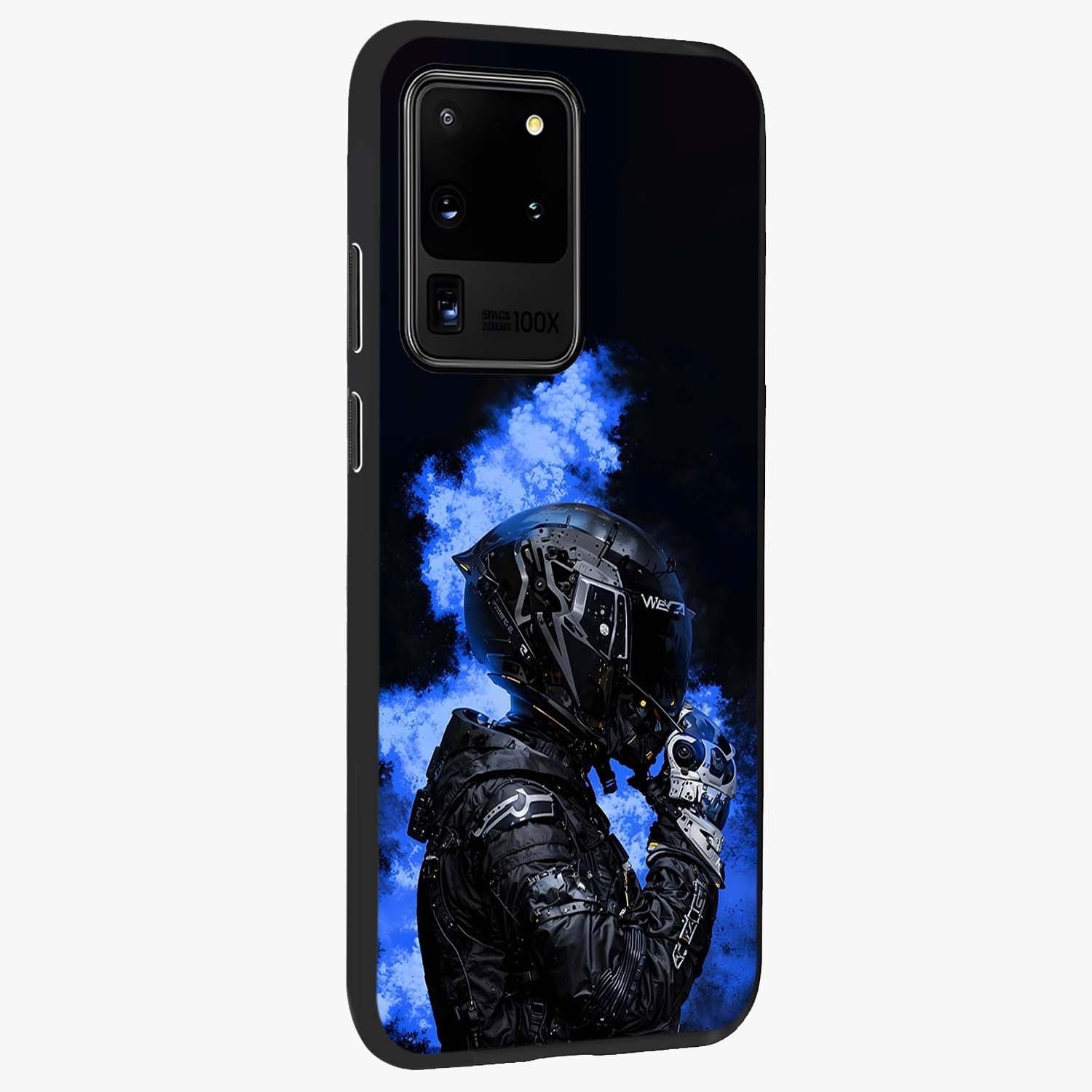 Cyber Sentinel Protocol Glass Case upright view showcasing advanced cyber sentinel artwork with futuristic tech theme.