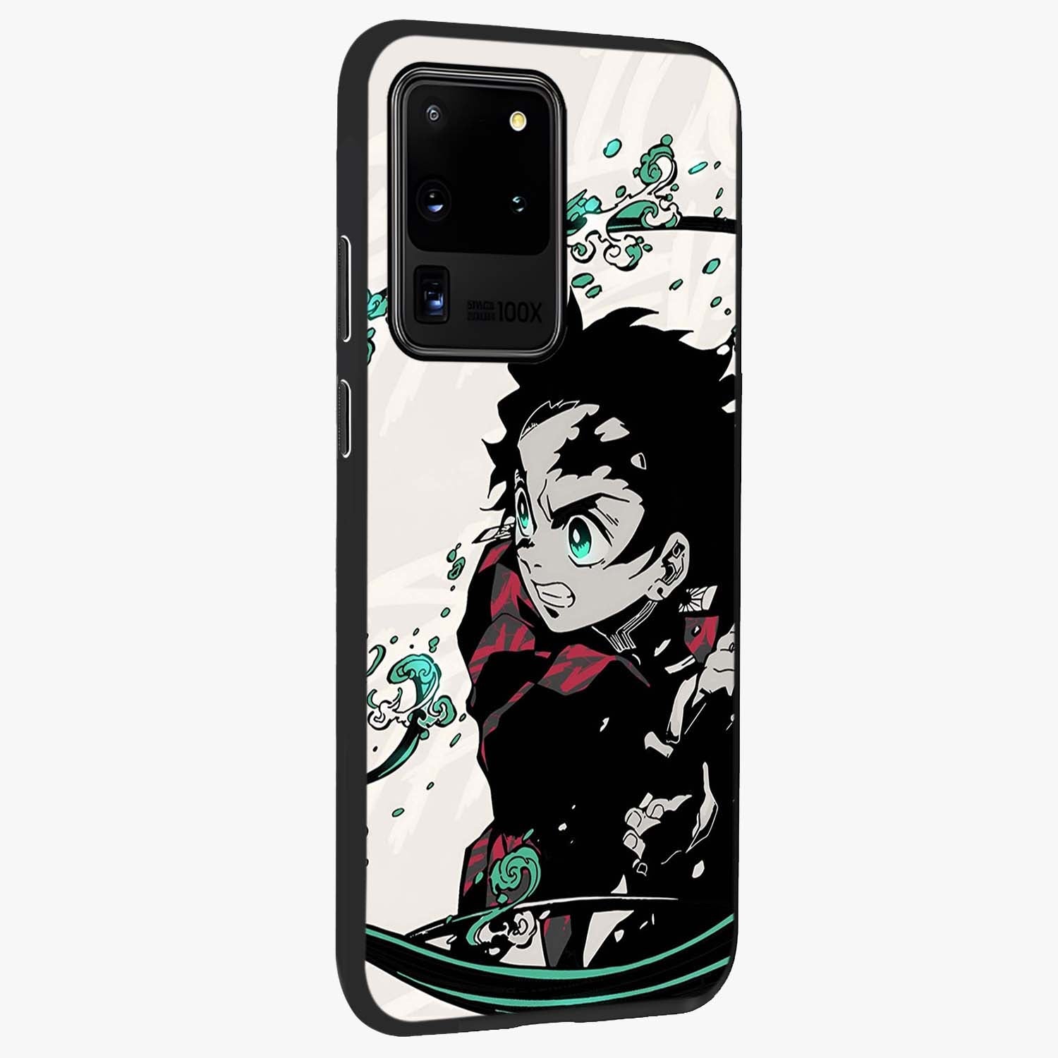 Demon Slayer Glass Case upright view showcasing powerful anime artwork with intense warrior theme.