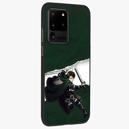 Emerald War Vanguard Glass Case upright view showcasing dramatic warrior artwork with bold fantasy theme.