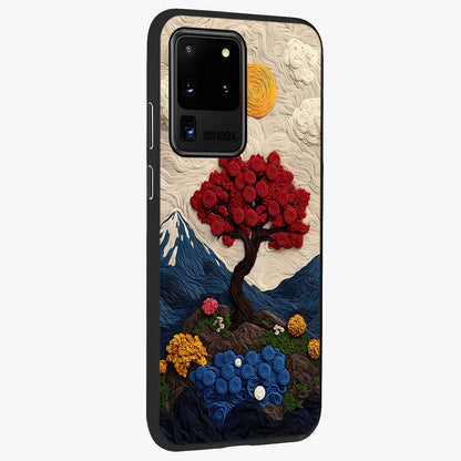 Eternal Nature Tapestry Glass Case upright view showcasing elegant nature tapestry design with decorative style.