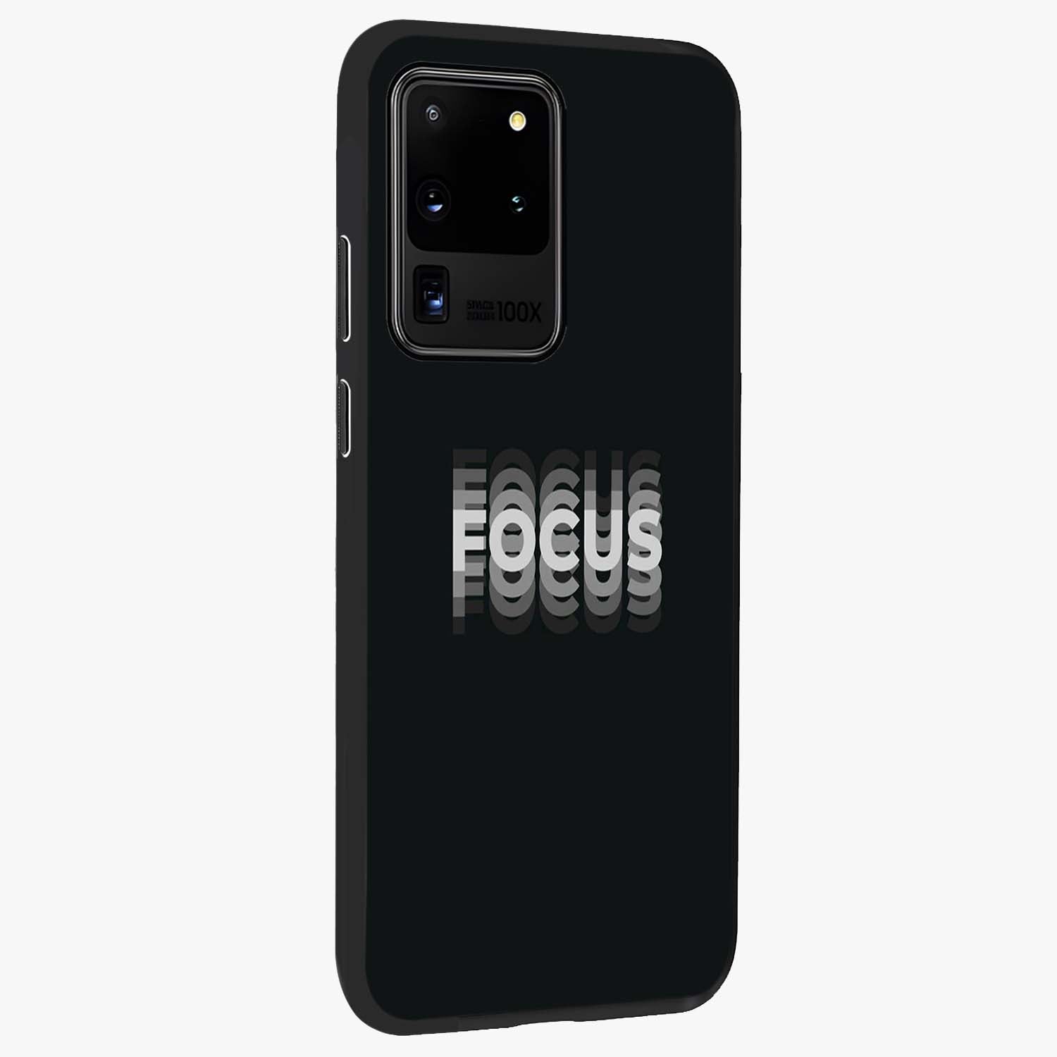 Focused Blade Discipline Glass Case upright view showcasing strong typography statement with sleek motivational theme.
