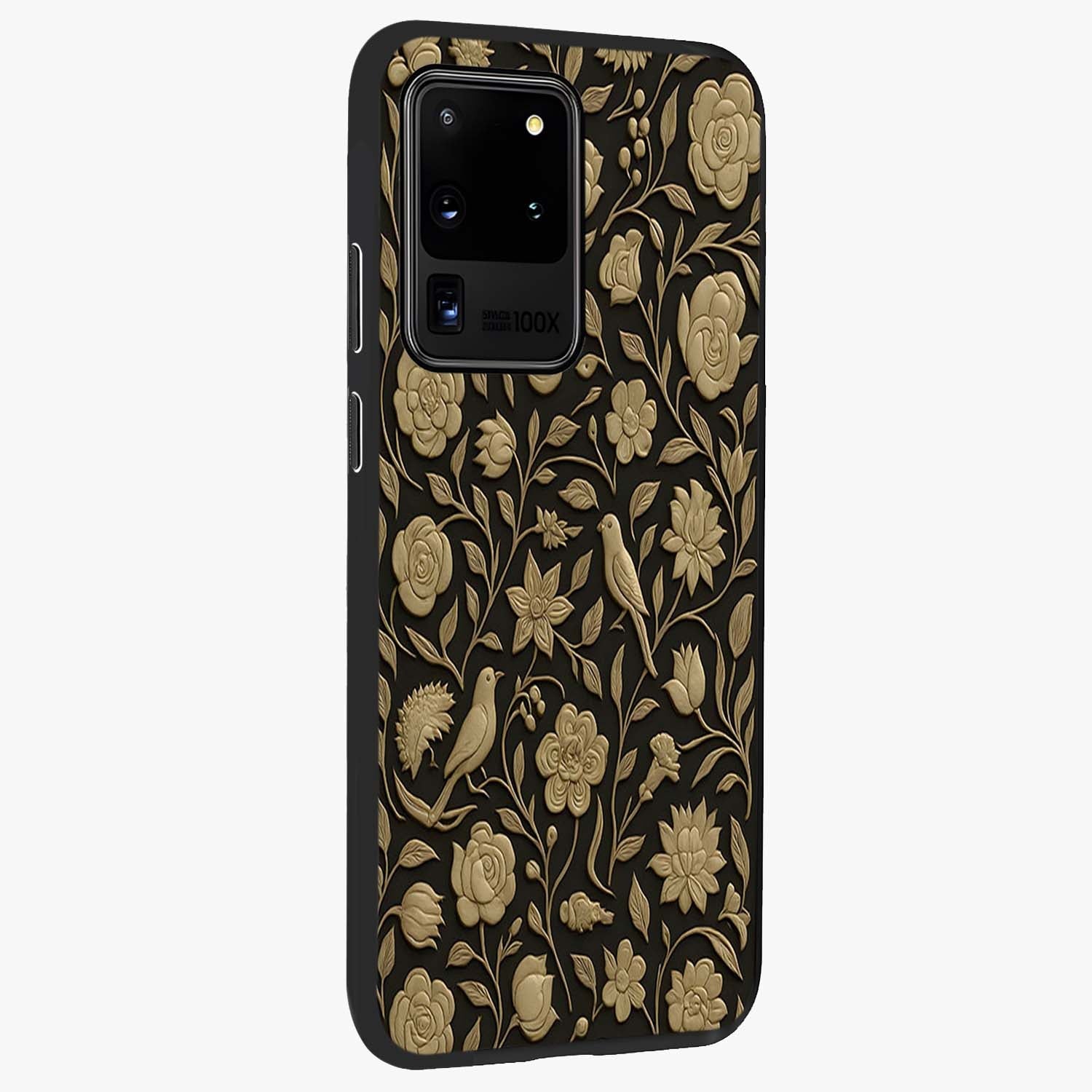 Golden Evil Eye Mandala Glass Case upright view showcasing decorative evil eye mandala artwork with spiritual aesthetic style.
