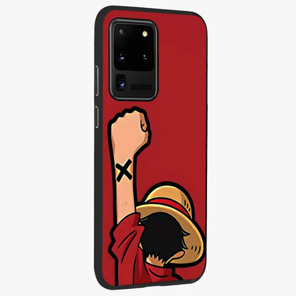 Luffy X Spirit Glass Case upright view showcasing striking anime artwork with adventurous character theme.