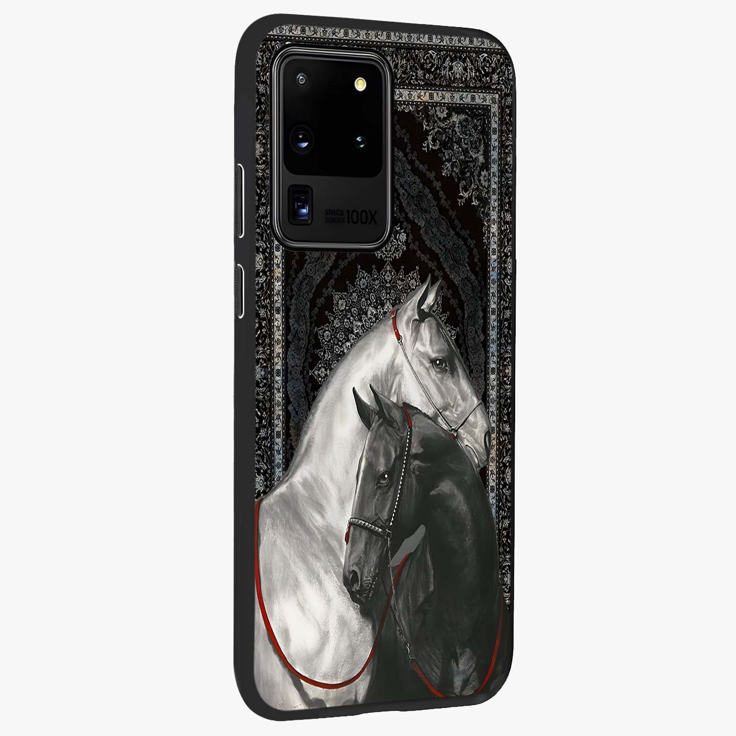 Majestic Ride Legacy Glass Case upright view showcasing dynamic ride inspired artwork with modern automotive theme.
