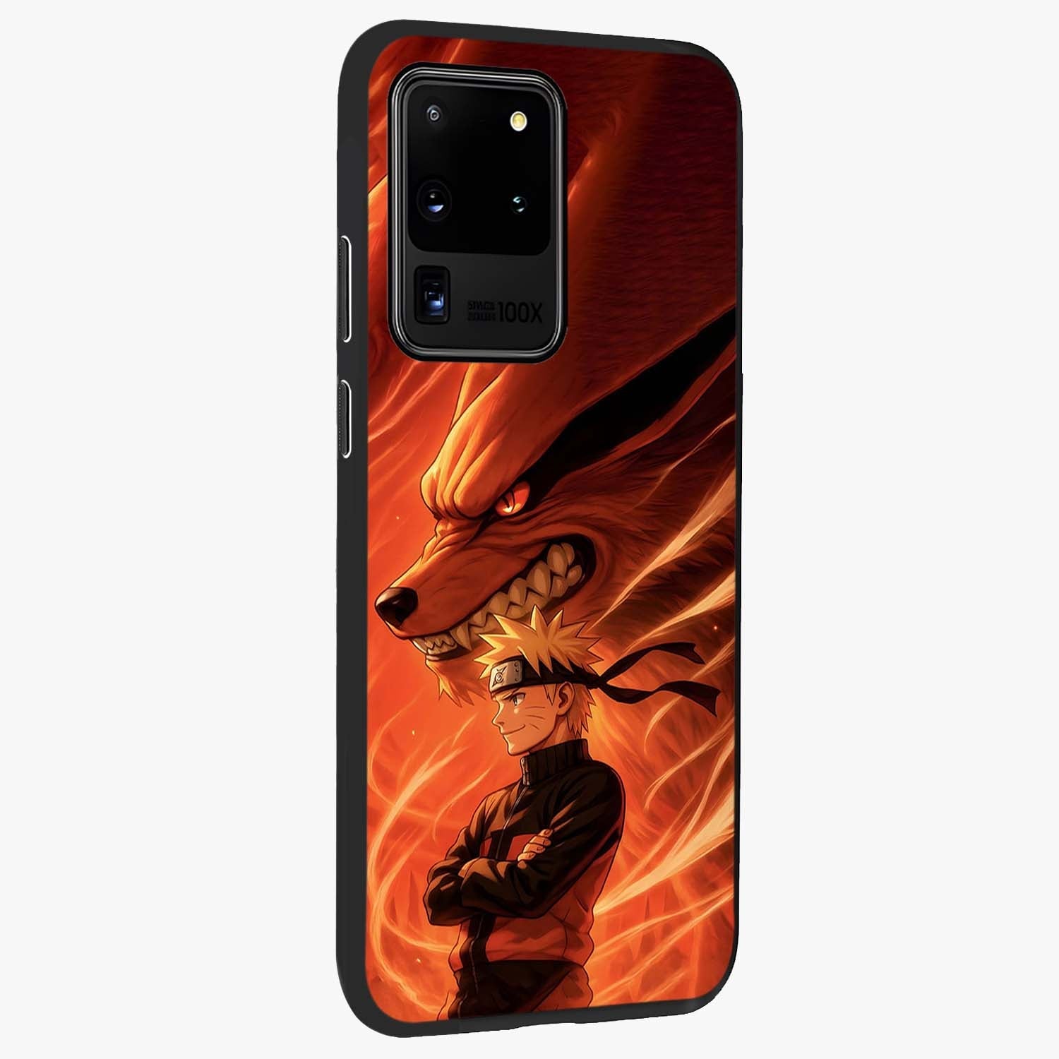 Nine Tails Legacy Glass Case upright view showcasing dramatic nine-tails artwork with intense anime themed design.