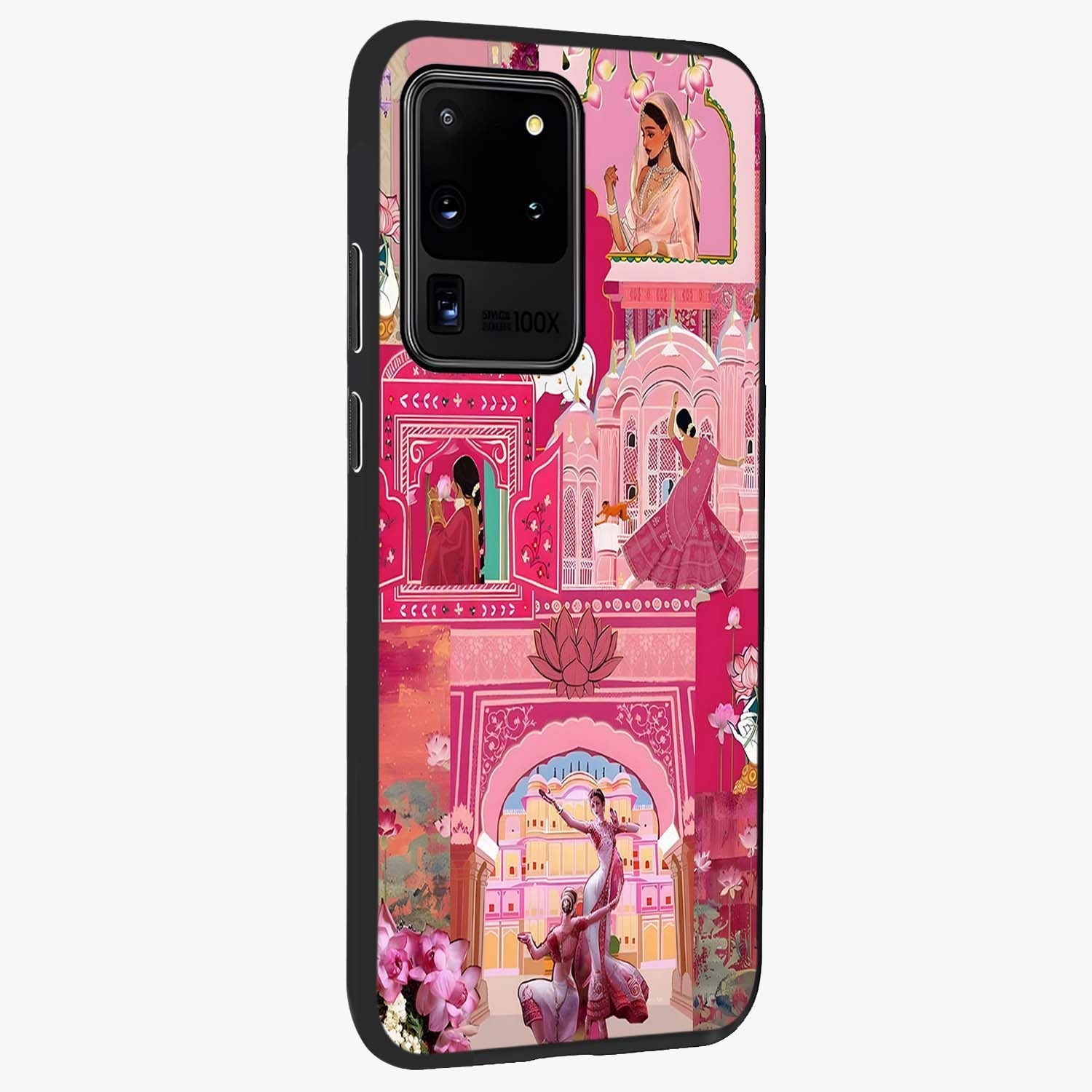 Pink Palace Muse Glass Case upright view showcasing artistic palace artwork with graceful royal theme.