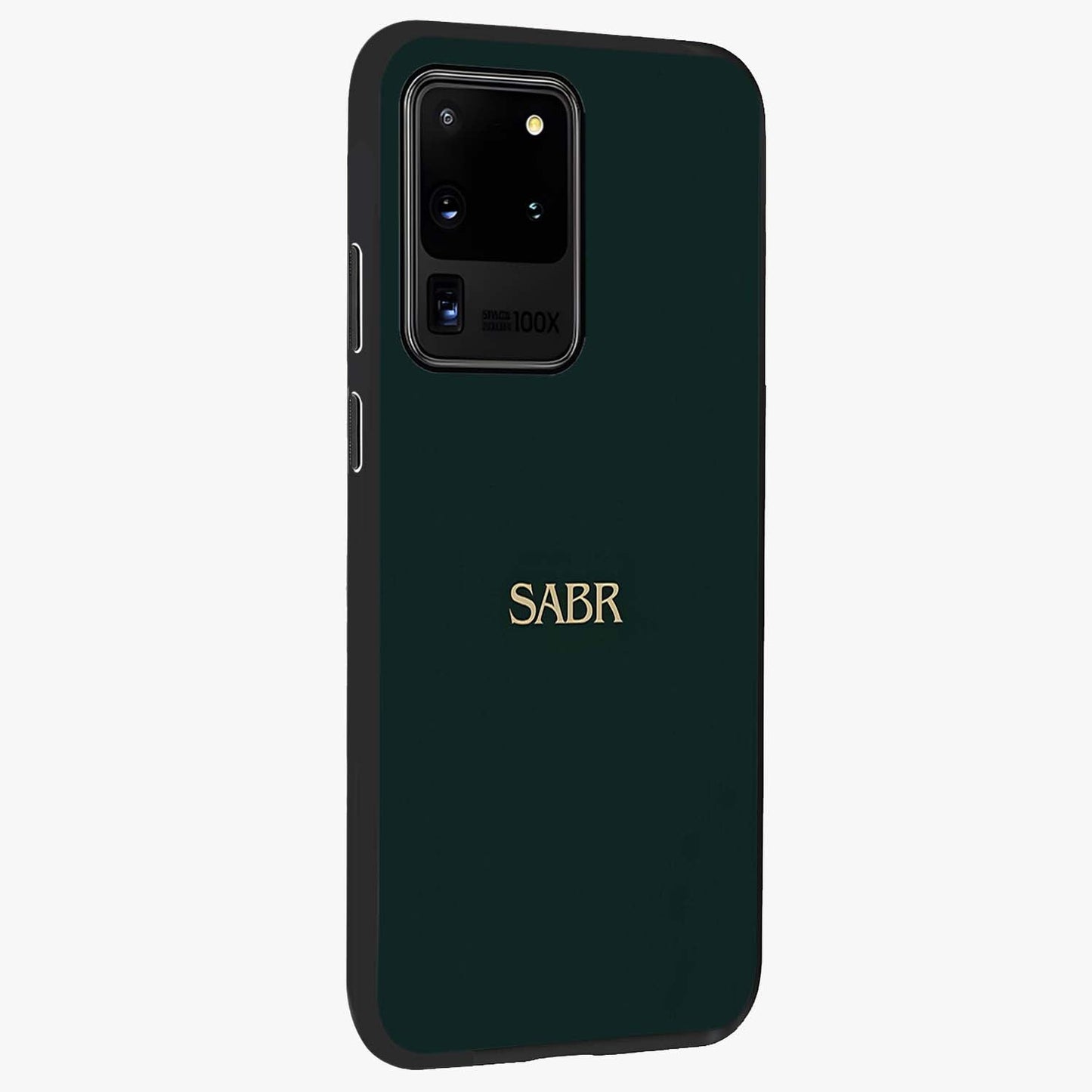 Sabr Minimal Patience Glass Case upright view showcasing calm minimalist artwork with motivational patience theme.