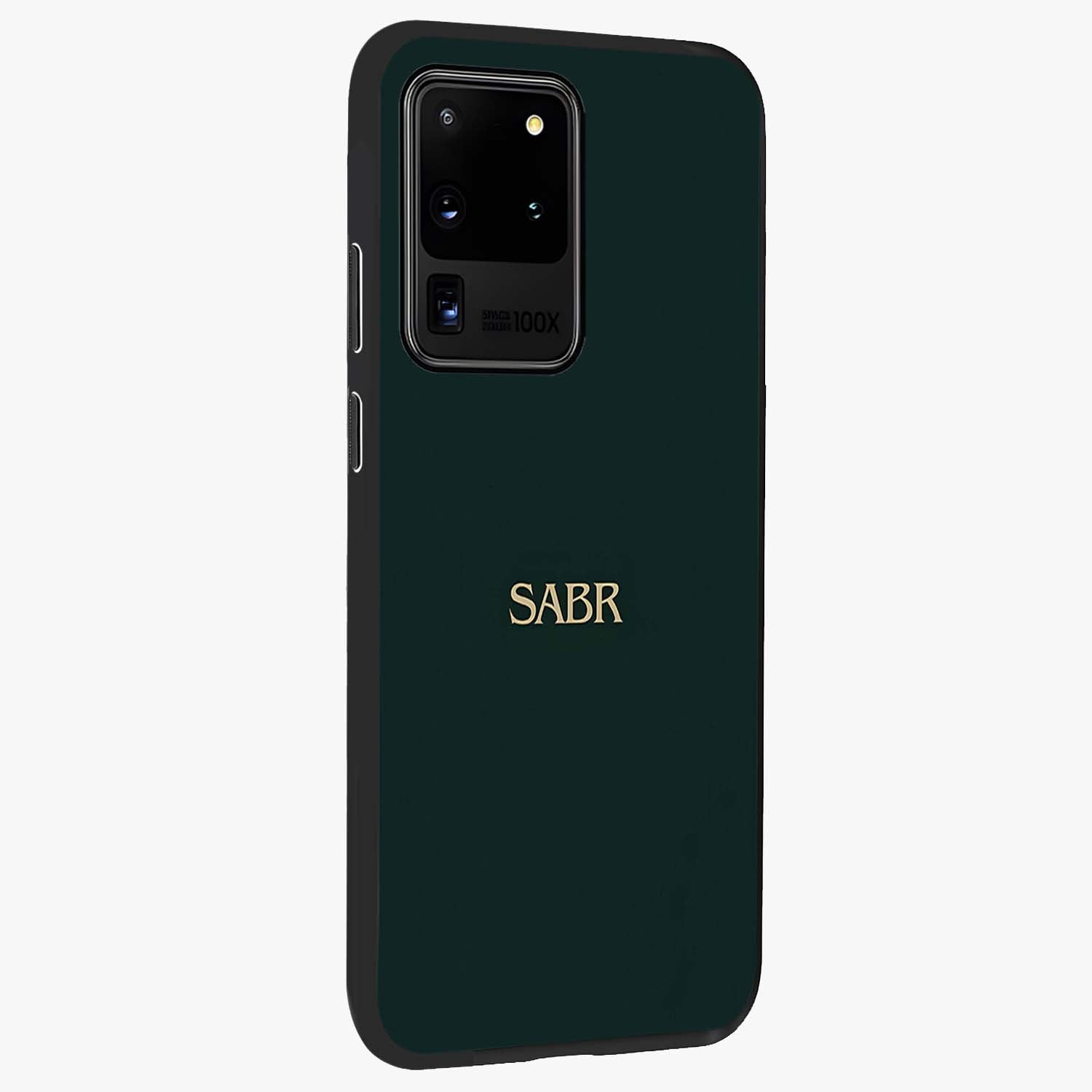 Sabr Minimal Patience Glass Case upright view showcasing calm minimalist artwork with motivational patience theme.