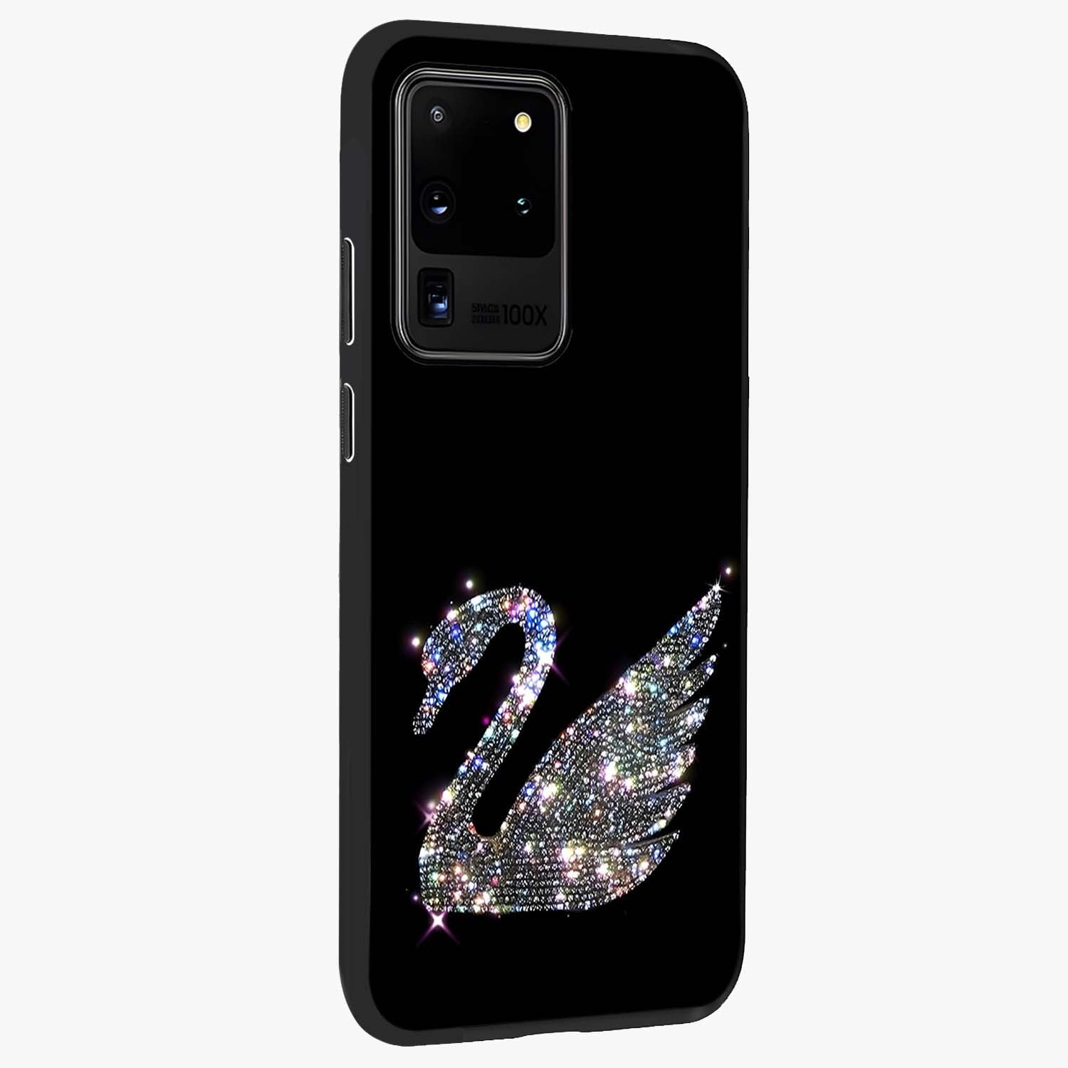 Starlit Swan Grace Glass Case upright view showcasing beautiful swan artwork with peaceful night themed design.