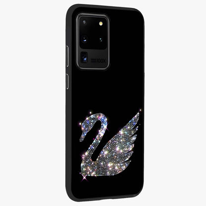Starlit Swan Grace Glass Case upright view showcasing beautiful swan artwork with peaceful night themed design.