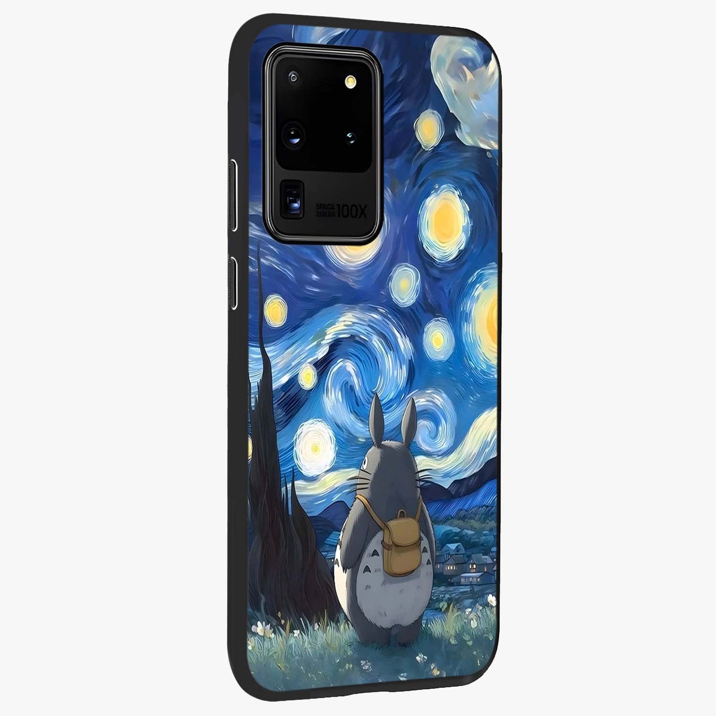 Totoro In Van Gogh Art Glass Case upright view showcasing creative character artwork with painterly artistic theme.