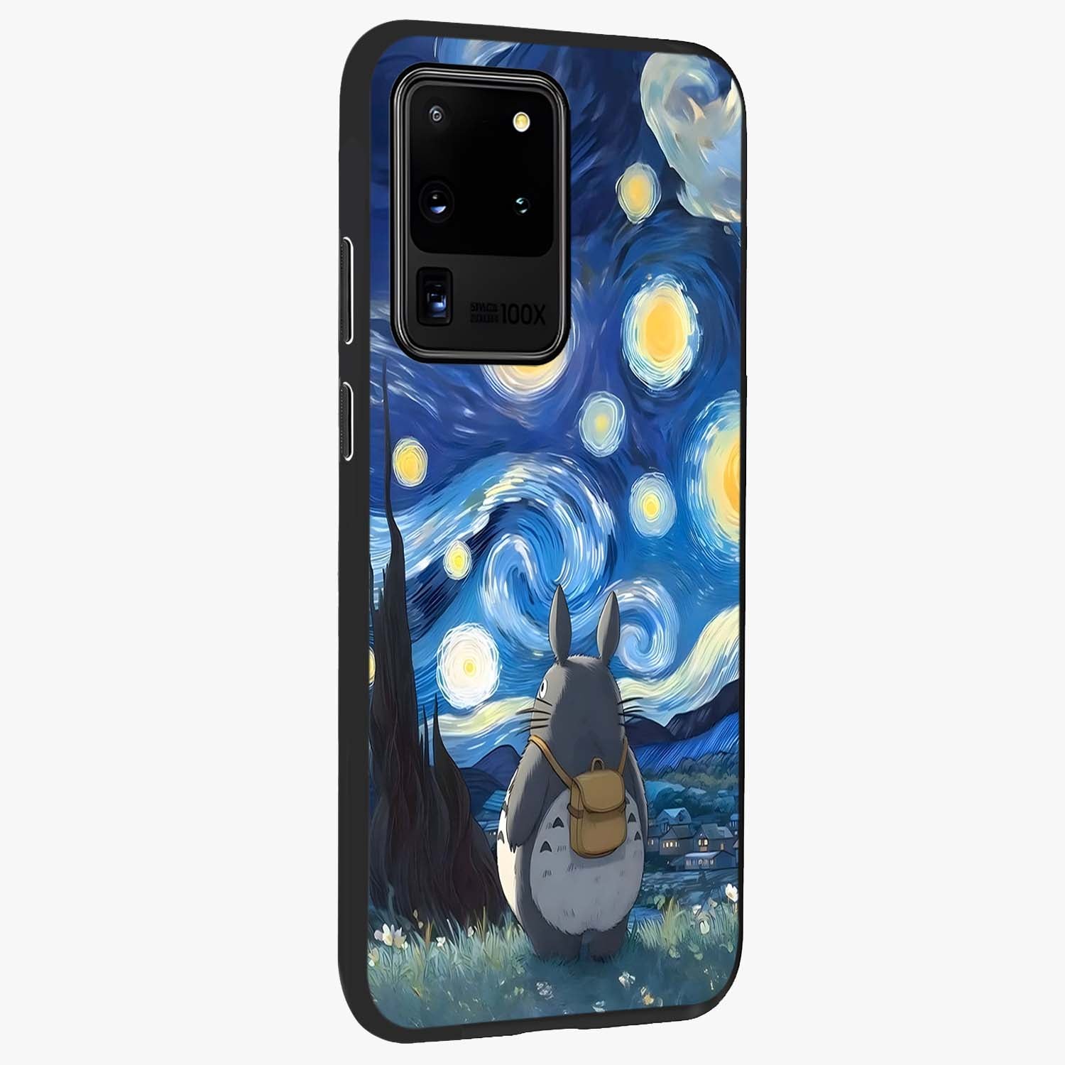 Totoro In Van Gogh Art Glass Case upright view showcasing creative character artwork with painterly artistic theme.