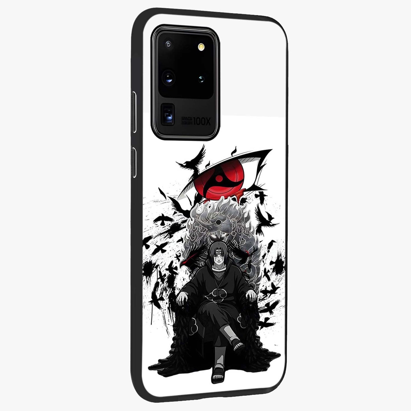 Uchiha Shadow Throne Glass Case upright view showcasing magical underwater galaxy artwork with vibrant cosmic theme.