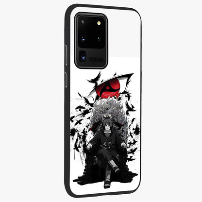 Uchiha Shadow Throne Glass Case upright view showcasing magical underwater galaxy artwork with vibrant cosmic theme.