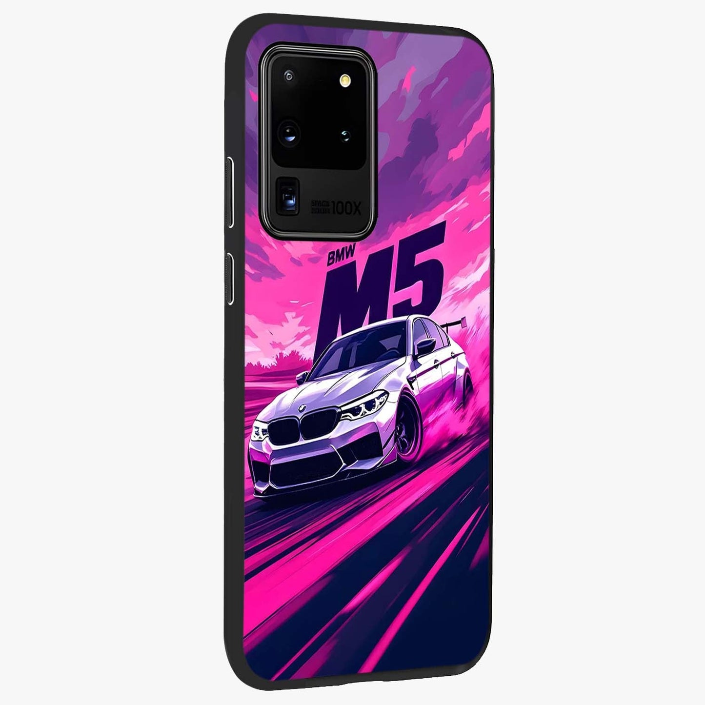Velocity Drift Pulse Glass Case upright view showcasing powerful racing artwork with energetic motorsport theme.