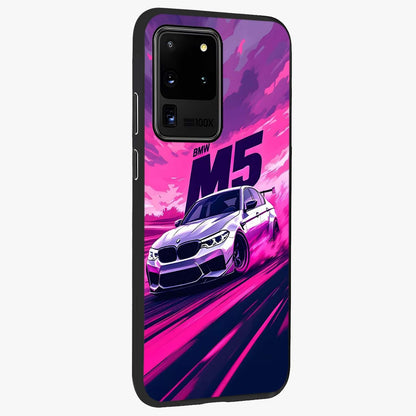 Velocity Drift Pulse Glass Case upright view showcasing powerful racing artwork with energetic motorsport theme.