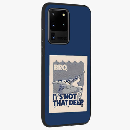 Worry Less Swim Glass Case upright view showcasing cheerful artistic artwork with carefree inspirational theme.