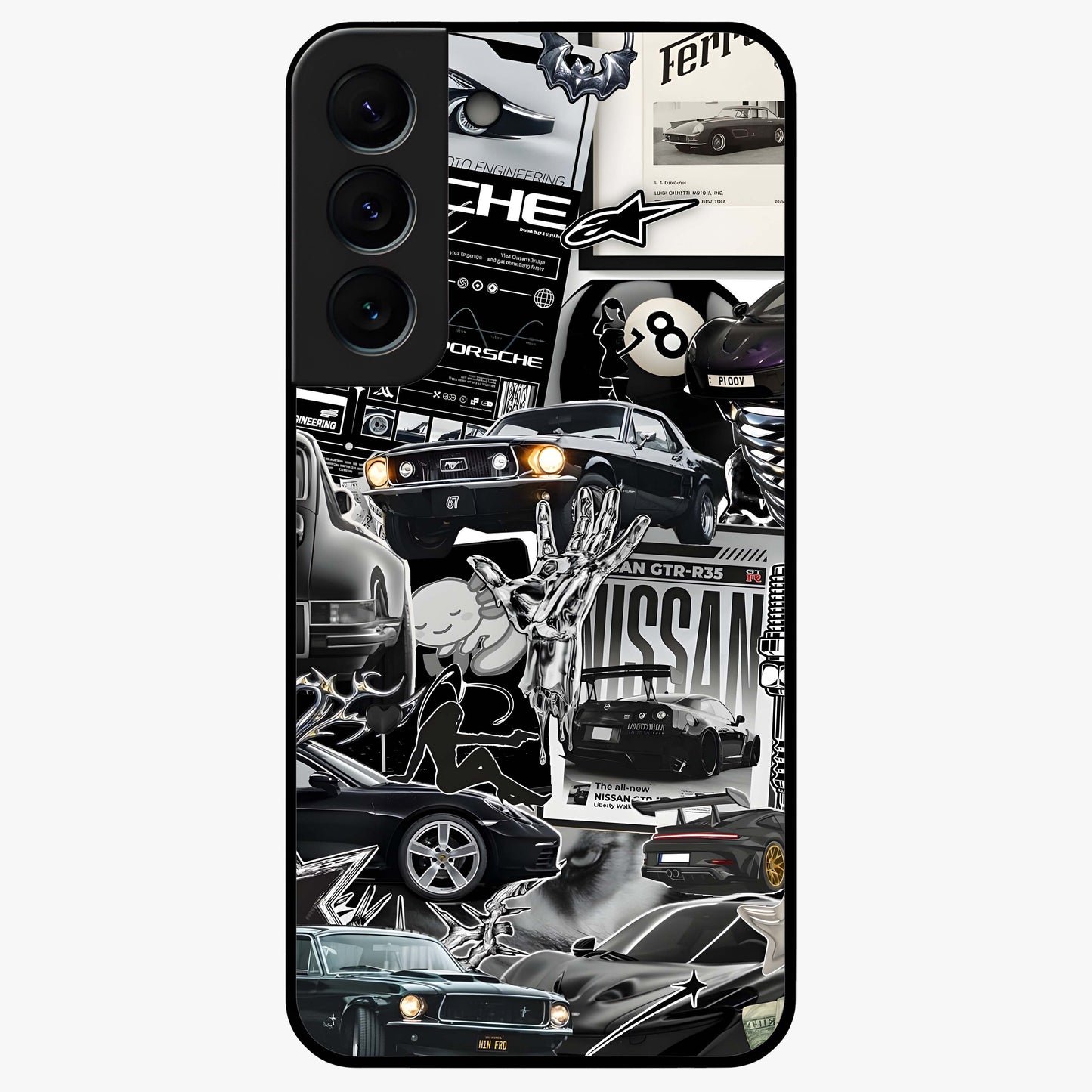 Aesthetic Dark Love Glass Case showing flat back view with dark romantic artwork and glossy glass finish.