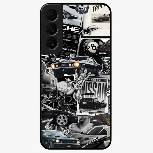 Aesthetic Dark Love Glass Case showing flat back view with dark romantic artwork and glossy glass finish.