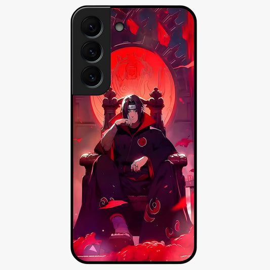 Blood Moon Sovereign Glass Case showing flat back view with mystical blood moon artwork and glossy glass finish.