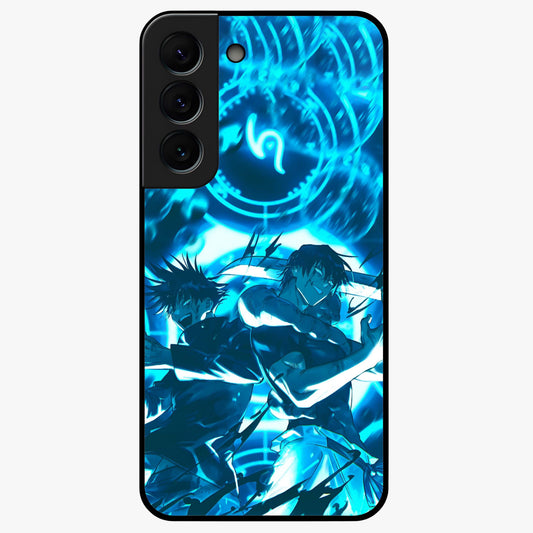 Cursed Energy Clash Glass Case showing flat back view with intense cursed energy artwork and glossy glass finish.