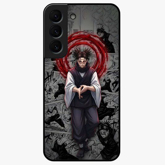 Cursed Ritual Ascension Glass Case showing flat back view with dark ritual themed artwork and glossy glass finish.