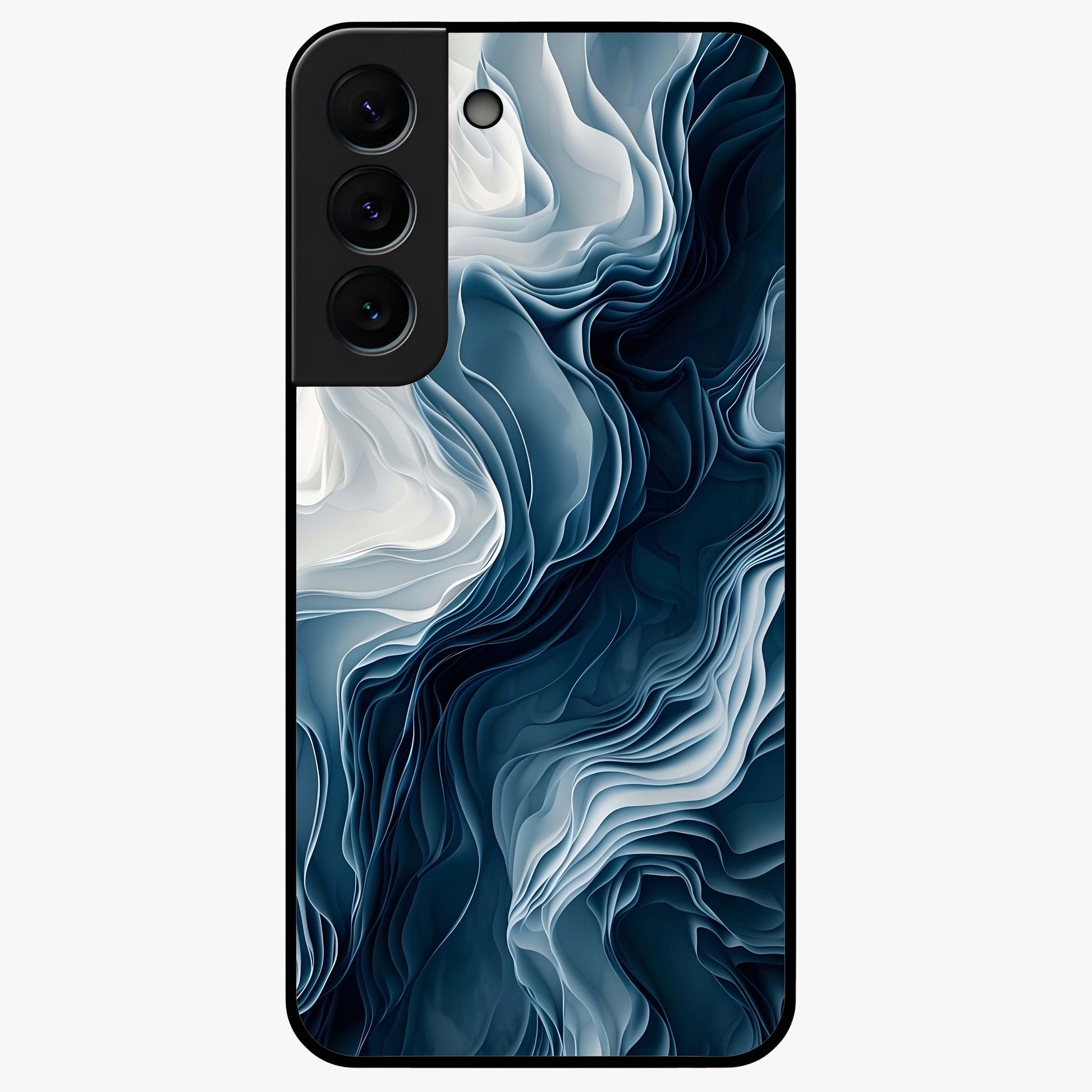 Ethereal Paper Marble Glass Case showing flat back view with soft marble paper texture artwork and glossy glass finish.