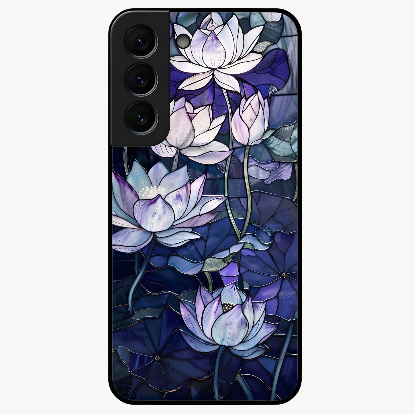 Gloss Petal Rush Glass Case showing flat back view with glossy flower petal artwork and smooth glass finish.