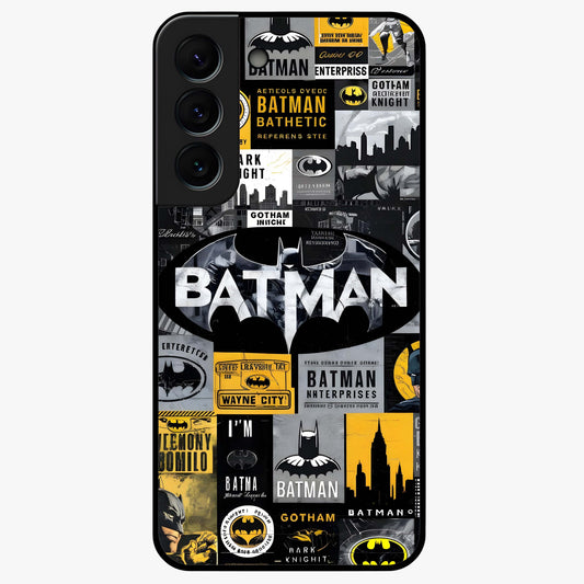 Knight Gotham Rise Glass Case showing flat back view with dark hero inspired artwork and glossy glass finish.