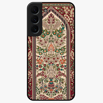 Persian Inspired Glass Case showing flat back view with ornate Persian style pattern artwork and glossy glass finish.
