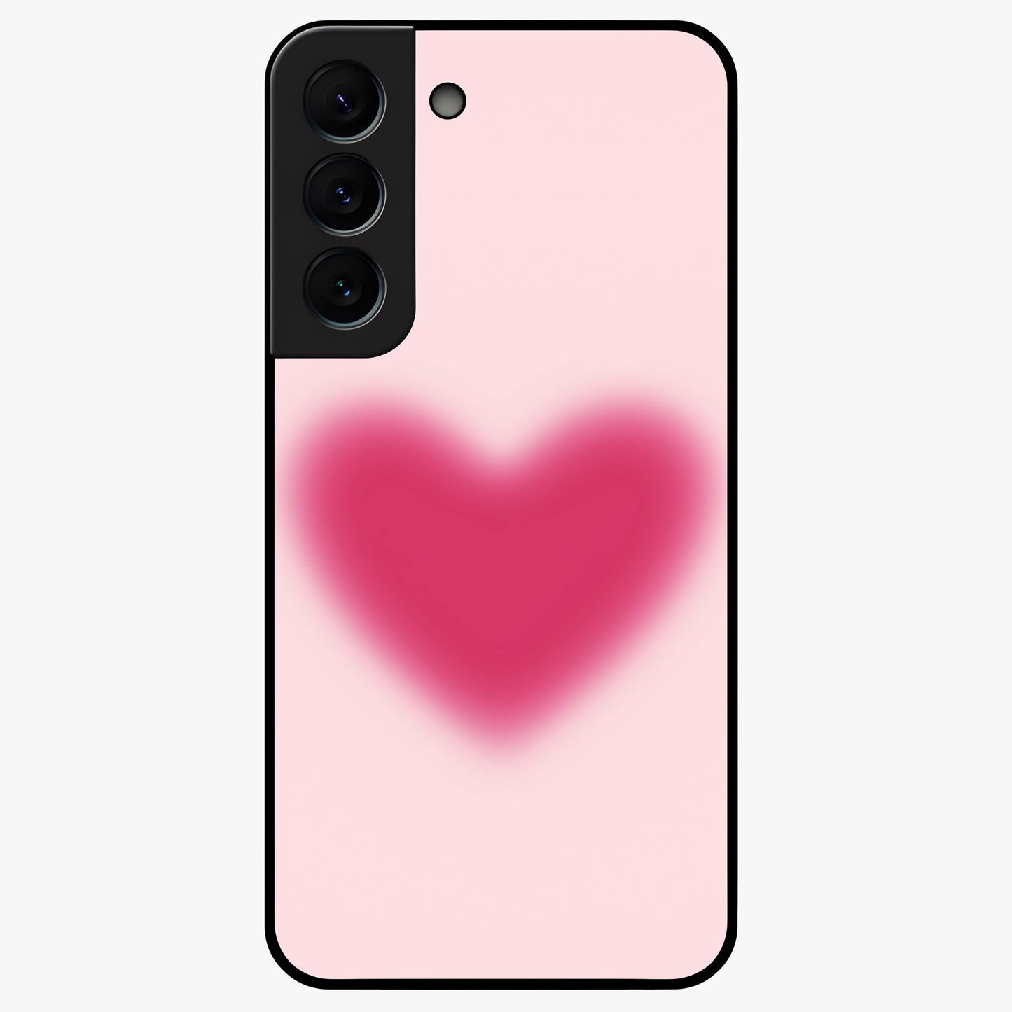 Pink Aura Heart Glass Case showing flat back view with glowing heart artwork and glossy glass finish.