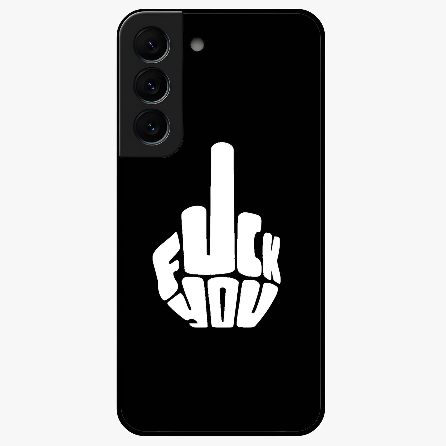 Rebel Mode On Glass Case showing flat back view with bold rebellious typography artwork and glossy glass finish.