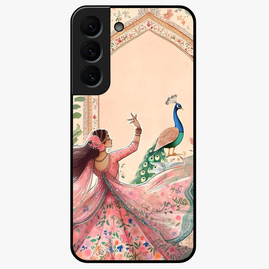 Royal Grace Muse Glass Case showing flat back view with elegant artistic artwork and glossy glass finish.