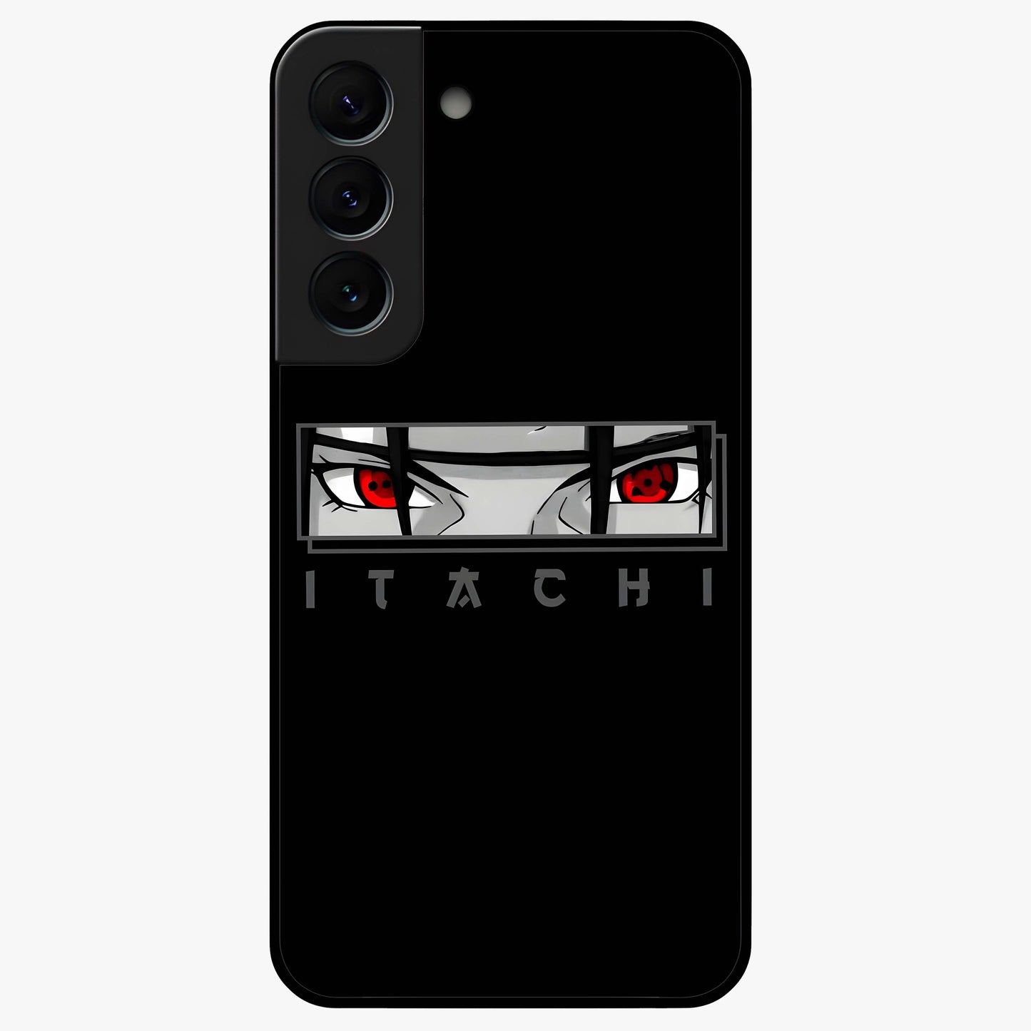 Scarlet Gaze Dominance Glass Case showing flat back view with striking red themed artwork and glossy glass finish.