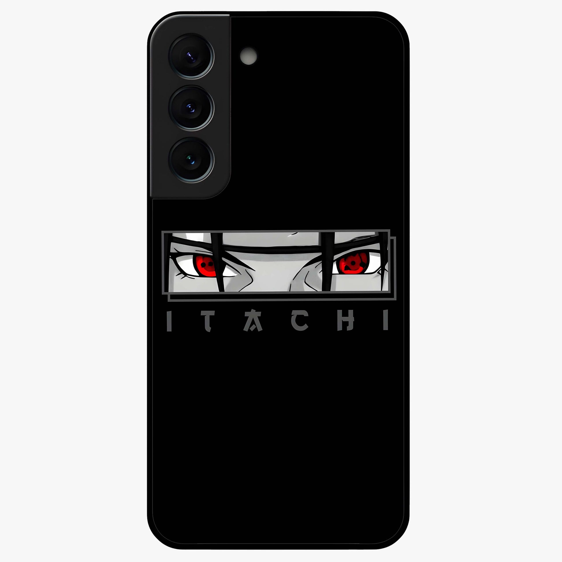 Scarlet Gaze Dominance Glass Case showing flat back view with striking red themed artwork and glossy glass finish.