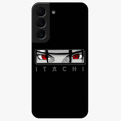 Scarlet Gaze Dominance Glass Case showing flat back view with striking red themed artwork and glossy glass finish.