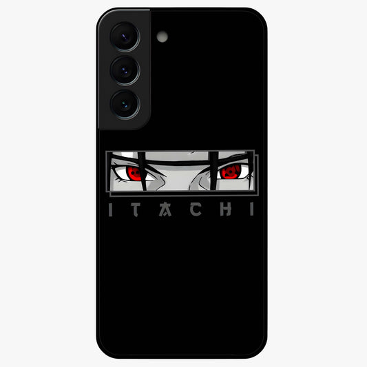 Scarlet Gaze Dominance Glass Case showing flat back view with striking red themed artwork and glossy glass finish.
