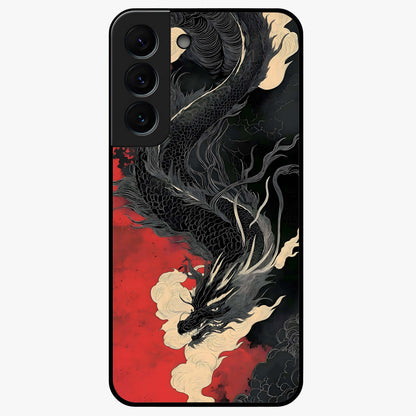 Shadow Dragon Fury Glass Case showing flat back view with fierce dragon artwork and glossy glass finish.