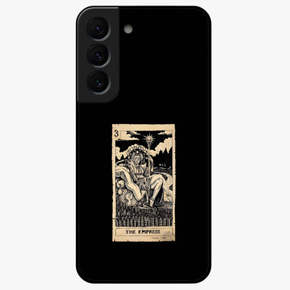 The Empress Glass Case showing flat back view with regal feminine artwork and glossy glass finish.