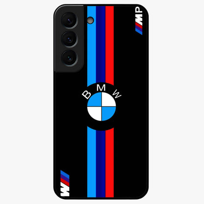Turbo BMW Beast Glass Case showing flat back view with high performance sports car artwork and glossy glass finish.