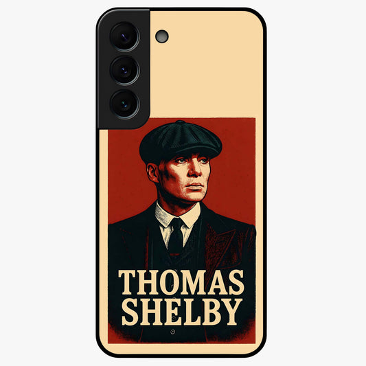 Vintage Mafia Authority Glass Case showing flat back view with bold vintage mafia inspired artwork and glossy glass finish.
