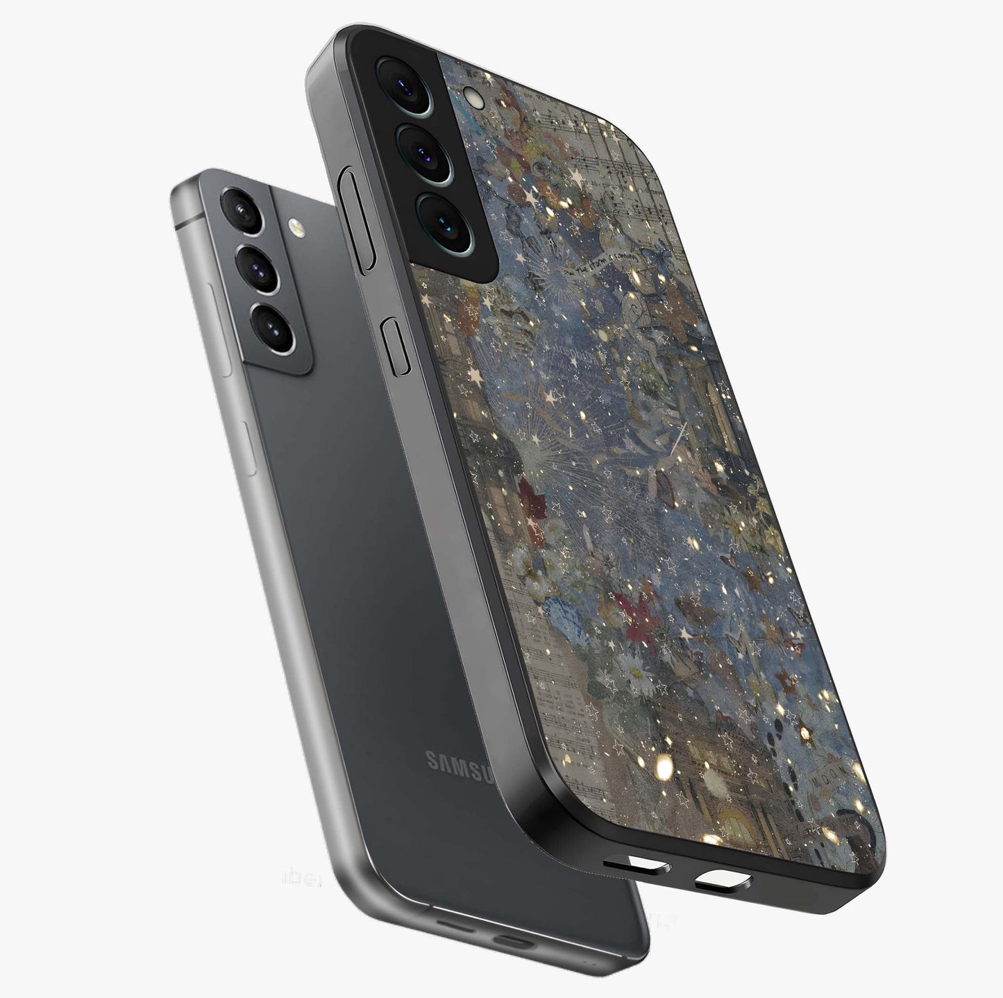 Aesthetic Astrolophia Glass Case displayed in angled mockup highlighting artistic aesthetic elements and smooth glass surface.