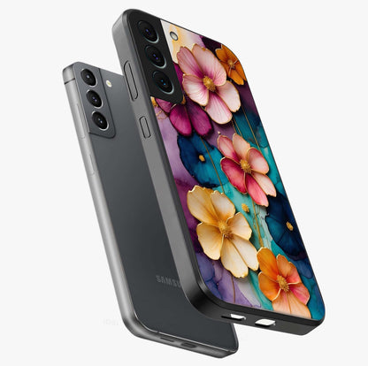 Artlyn Grace Flower Pattern Glass Case displayed in angled mockup highlighting delicate flower pattern design and smooth glass surface.