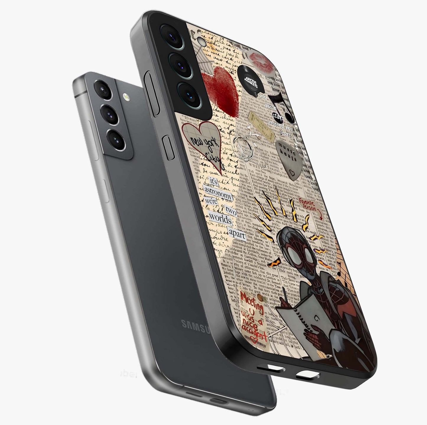 City Dream Sketch Glass Case displayed in angled mockup highlighting minimal city illustration with aesthetic sketch style.
